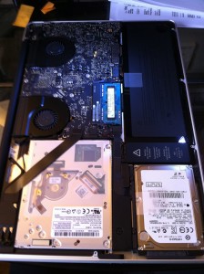 Inside the case of MacBook Pro