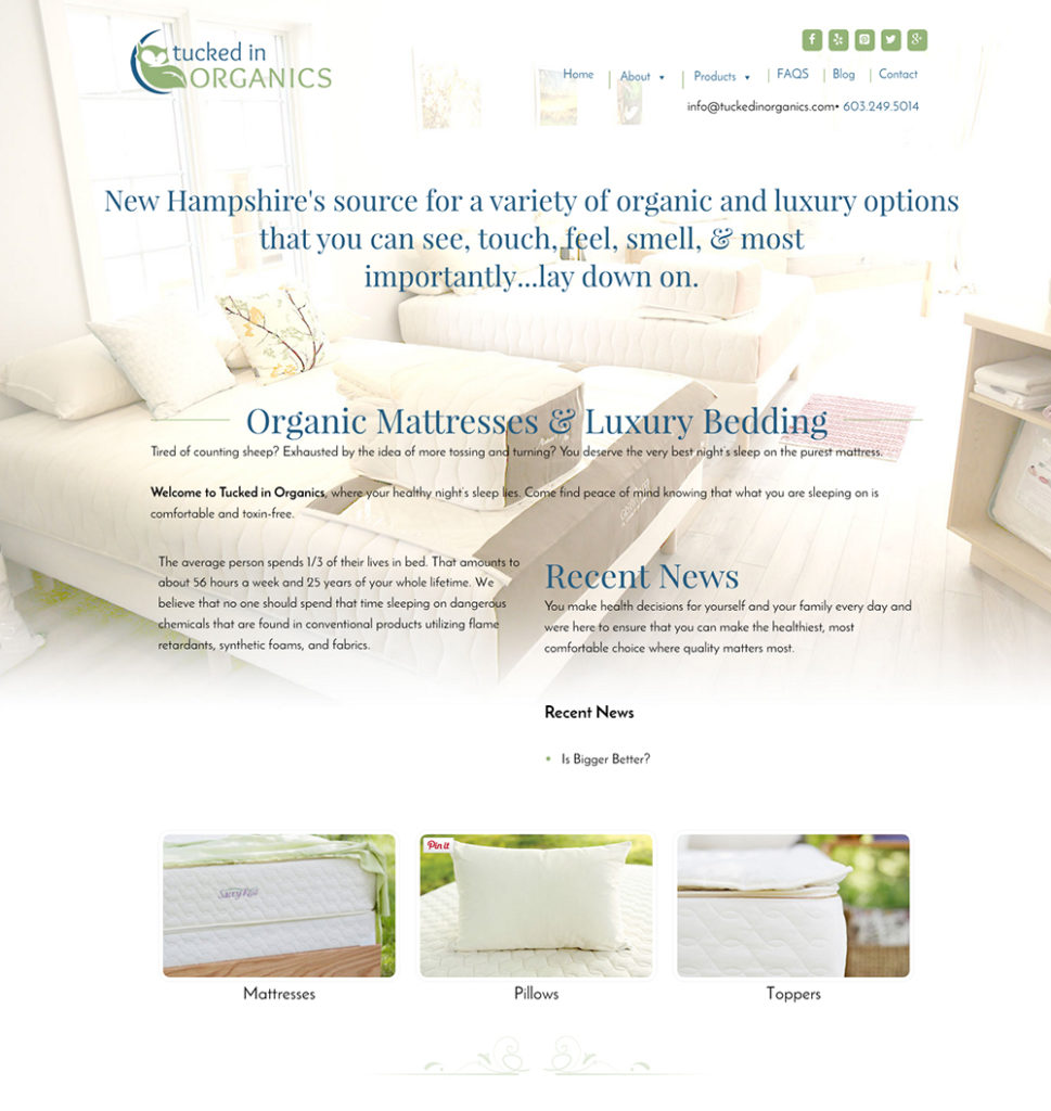 Tucked in Organics Website After Redesign