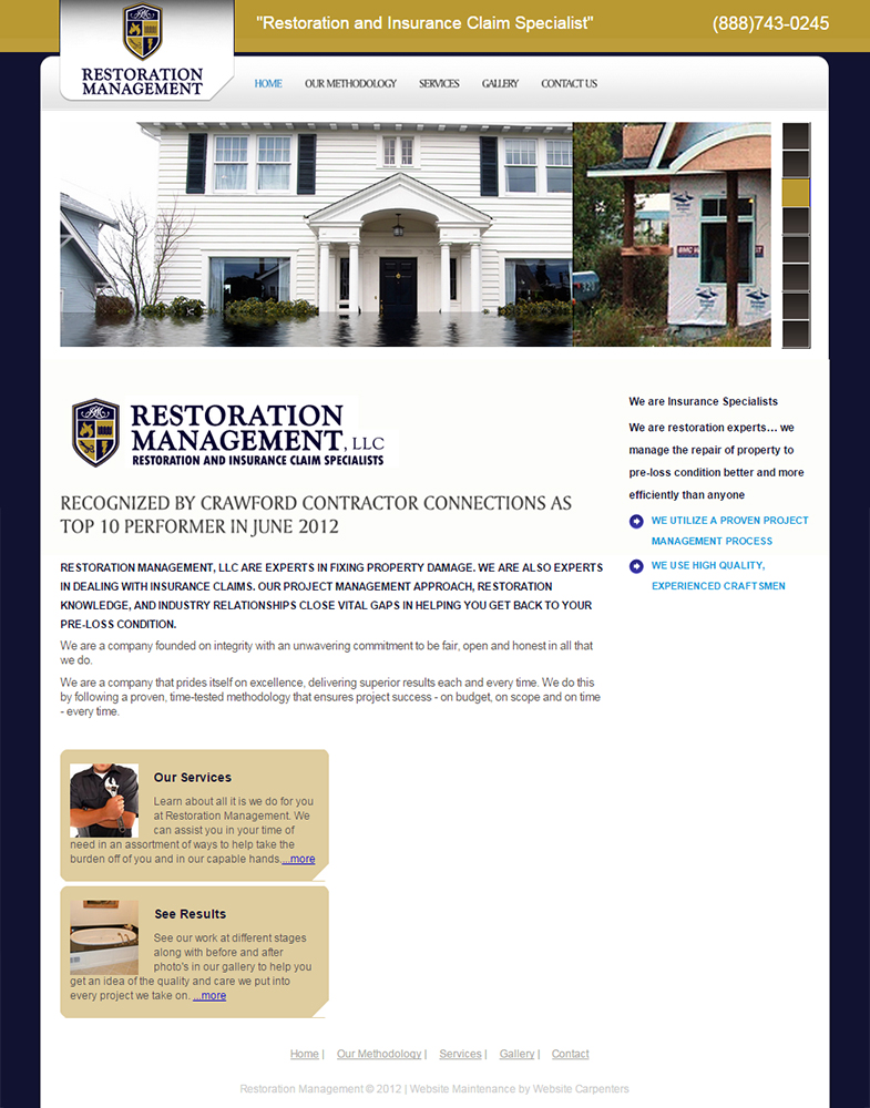 Restoration Management's Old HTML Website