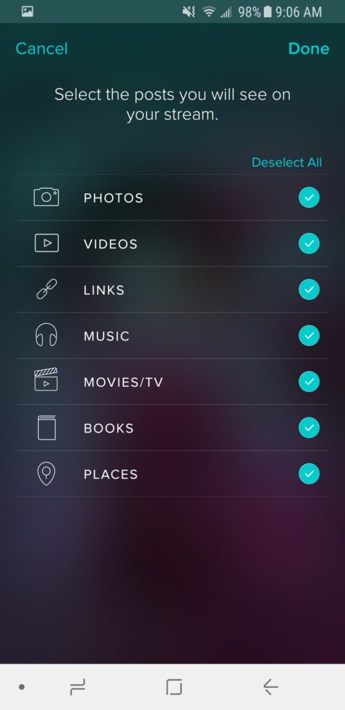 Post view Settings on Vero