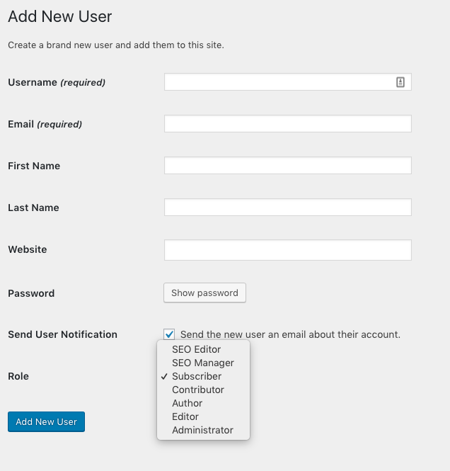 WordPress New User WordPress New User