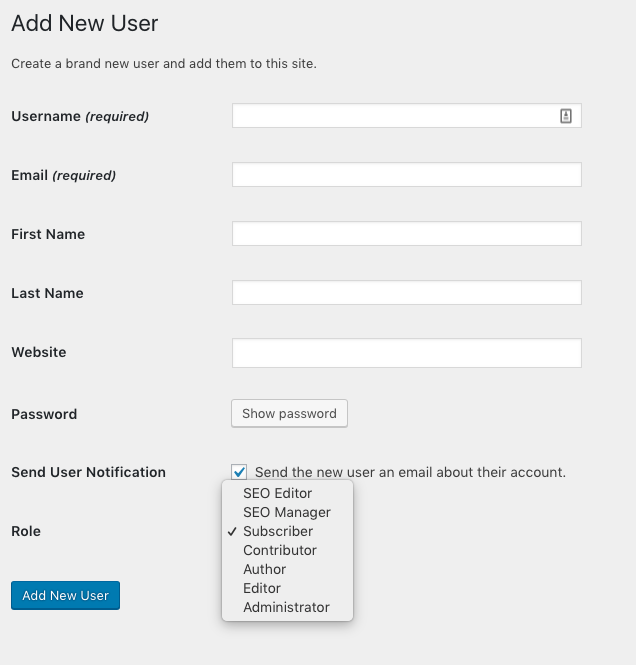 WordPress New User