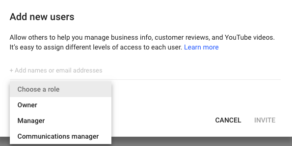 Google My Business Roles