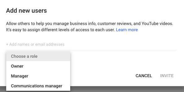 Google My Business Roles Google My Business Roles