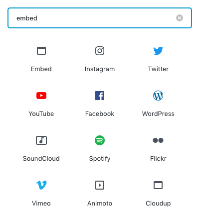 Embeds in Gutenberg