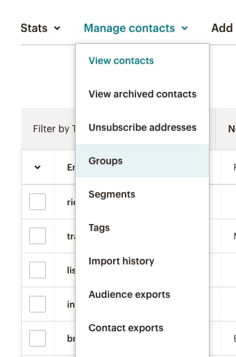 Manage contacts list on MailChimp