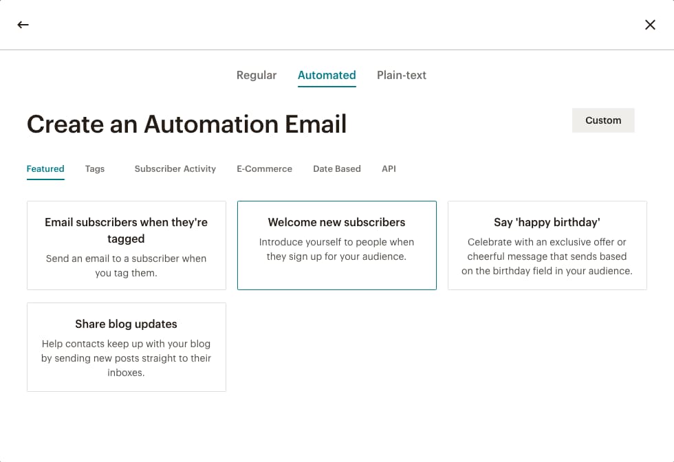 Create an Automation Email in MailChimp