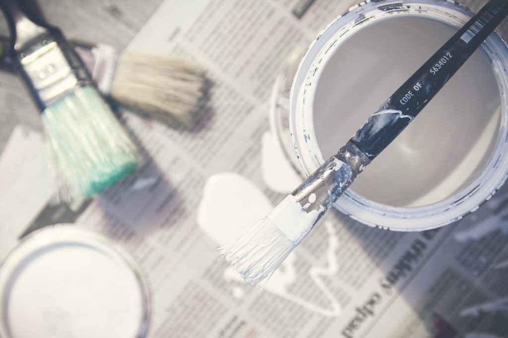 Paint on brushes and paint cans