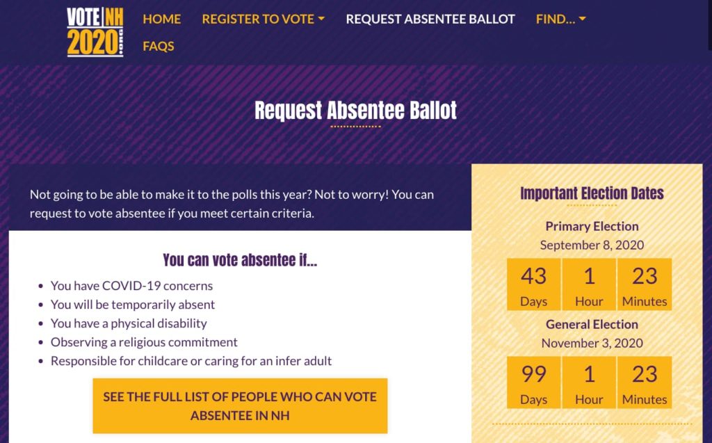 Request Absentee Ballot Screenshot