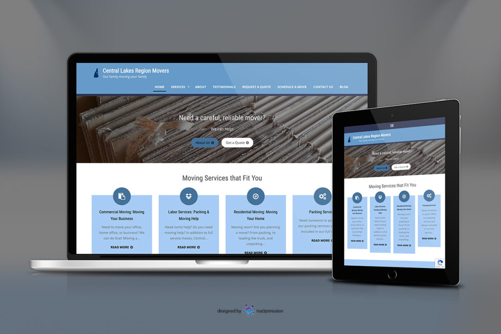 Central Lakes Region Movers Website Mockup