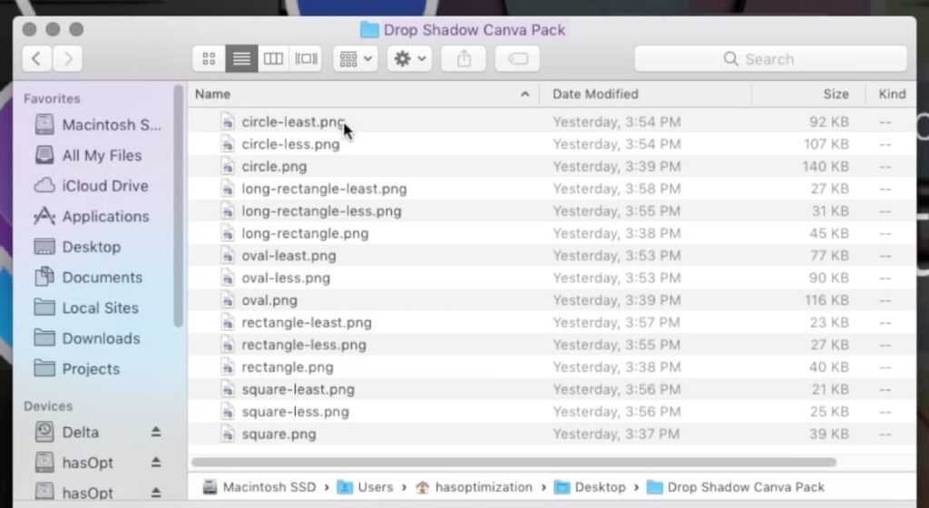 Drop Shadow Canva Pack on Mac Desktop