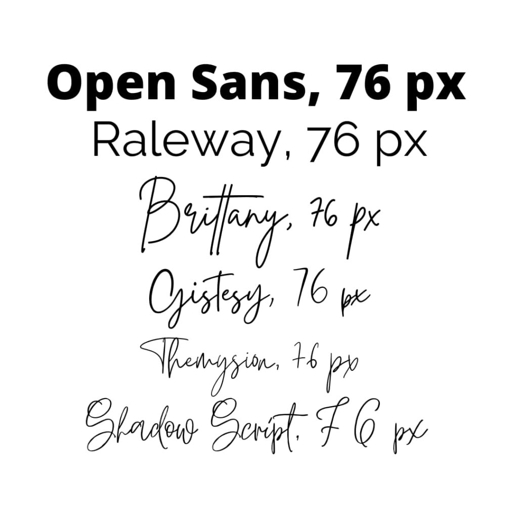 Fonts at 76 px Multiple fonts at 76 px in size