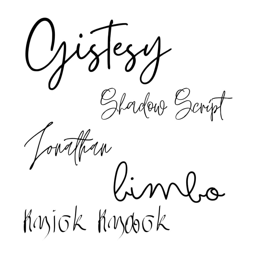 Unreadable fonts Multiple unreadable handwriting fonts on a white background