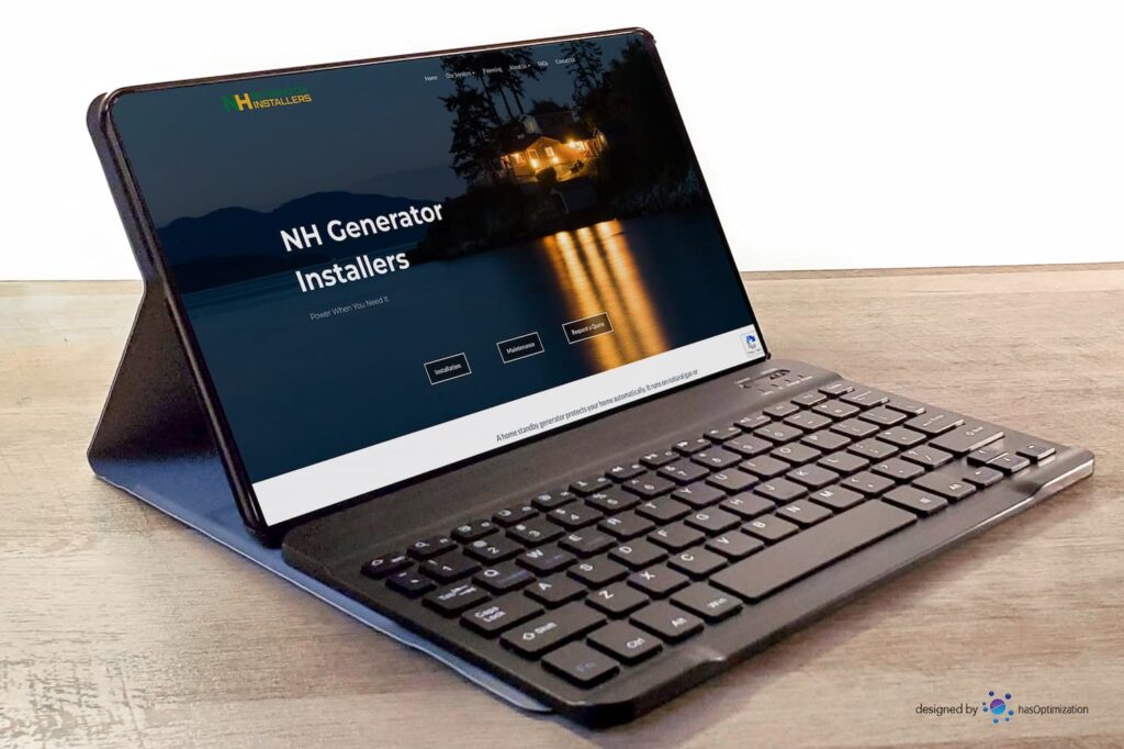 New Hampshire Generator Installers Website Mocked Up on a Tablet