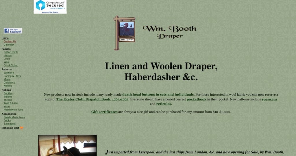 Screenshot of the old, green Wm. Booth website.